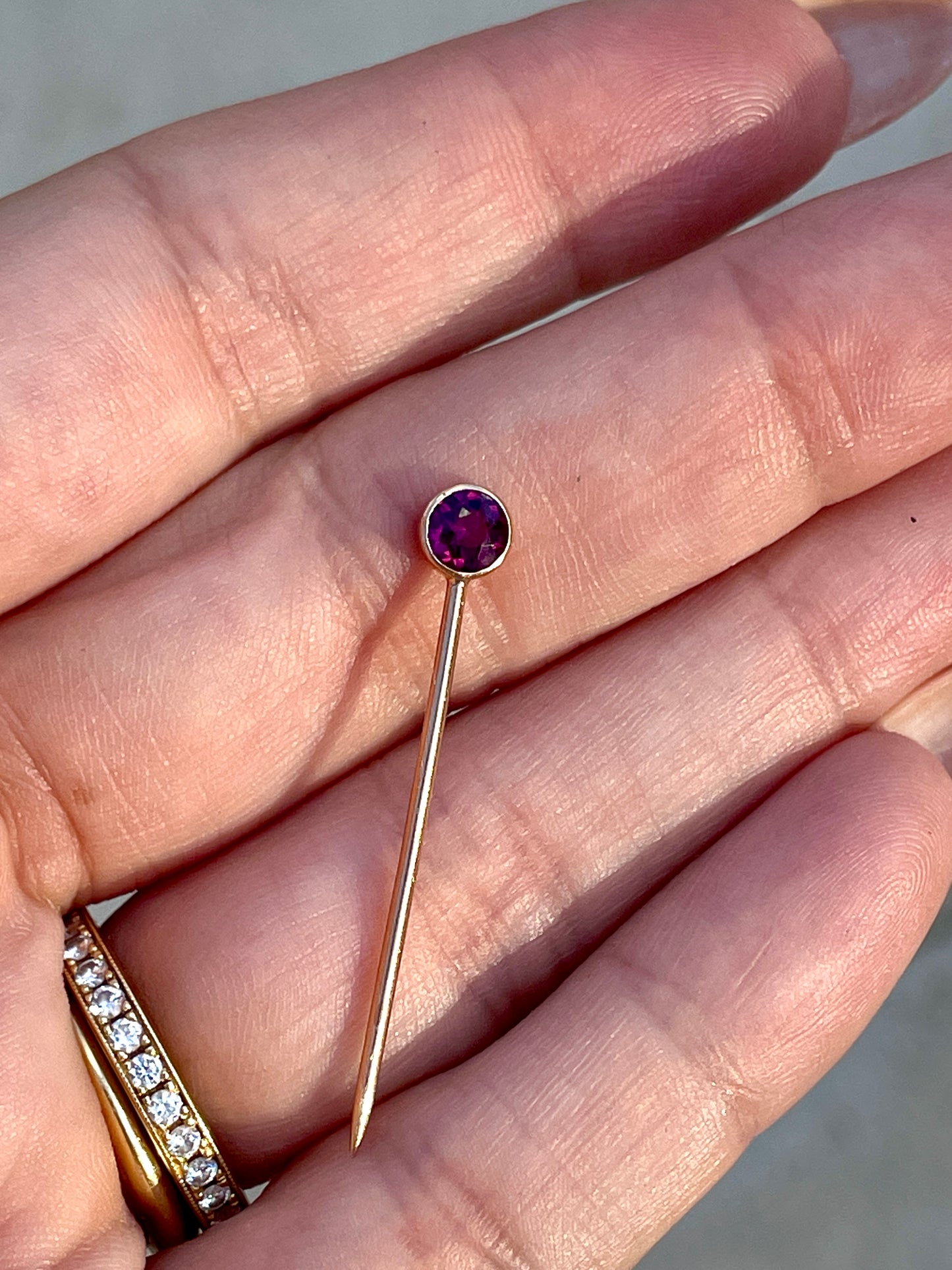 Antique yellow 18K pink tourmaline 0.25 ctw stickpin or charm