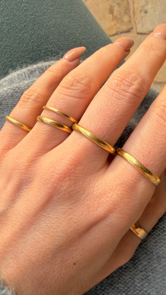 Vintage yellow 18K stacker bands (some French)