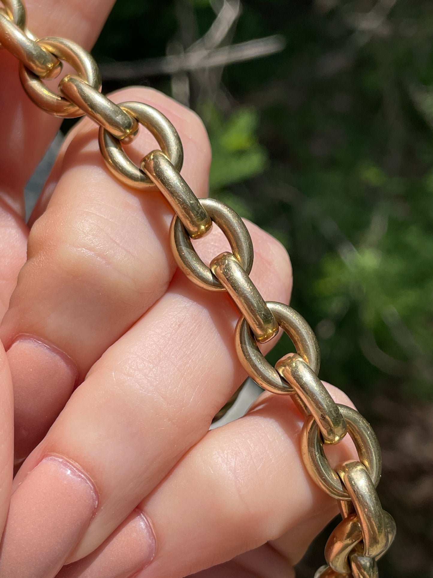 Vintage yellow 14K round cable link bracelet, 8.5 inch and sizable