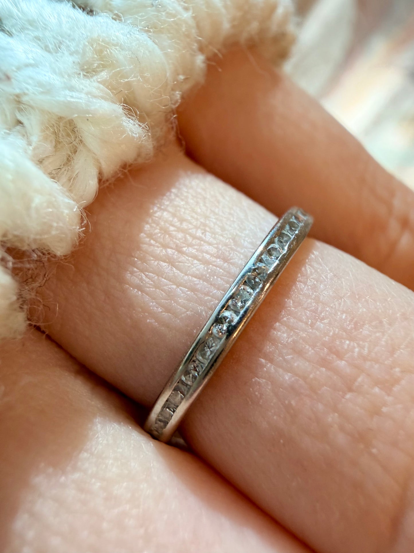 Vintage midcentury platinum Tiffany and Co .3ctw diamond eternity band, size 5.75