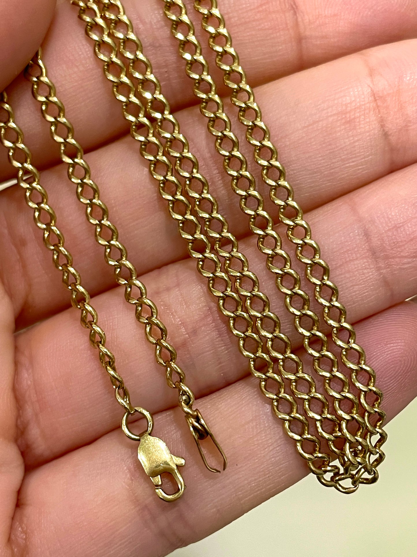 Vintage yellow 14K gold solid curb link chain, 24.5 inch