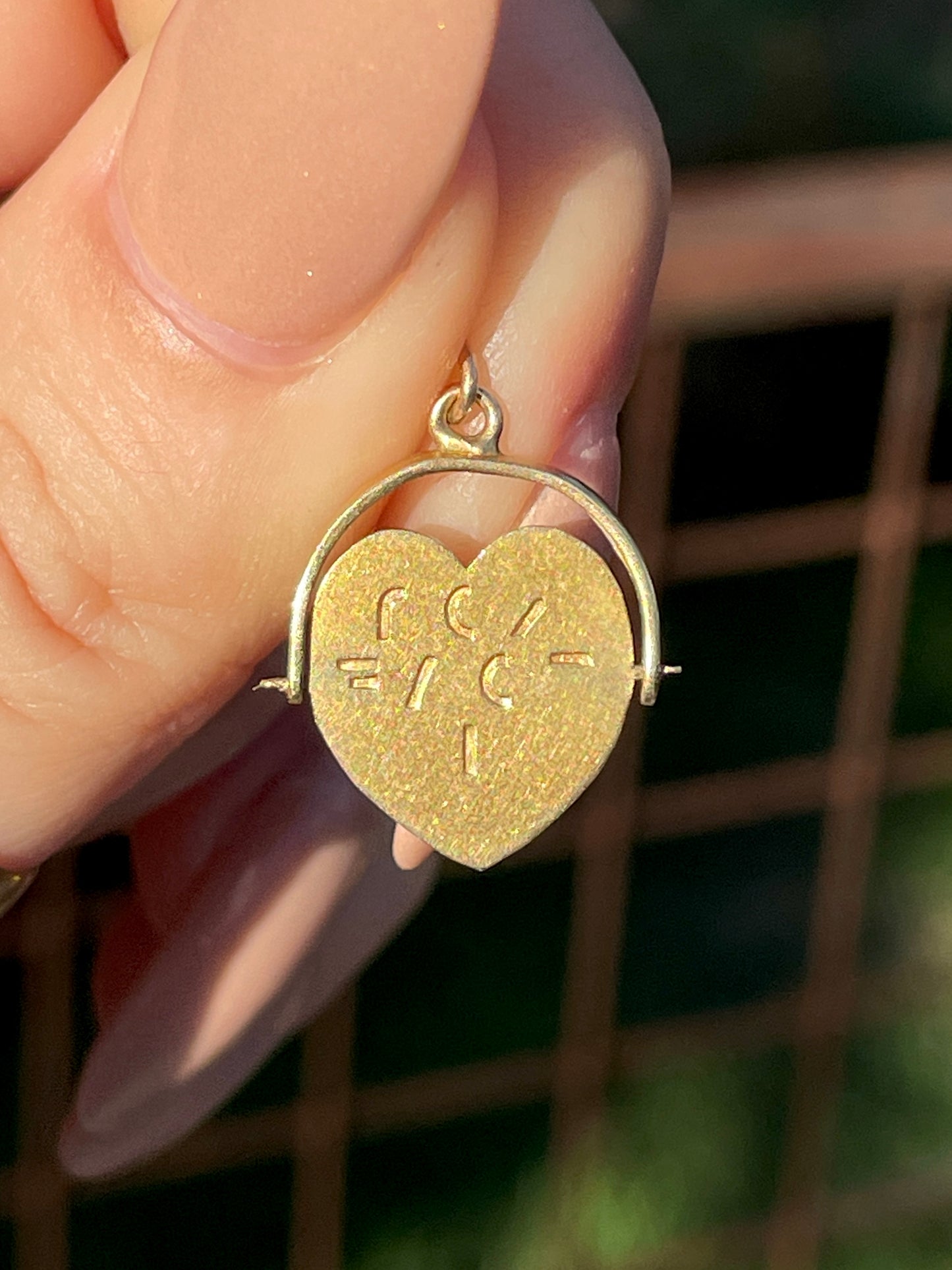 Antique yellow 9K I Love You spinner charm