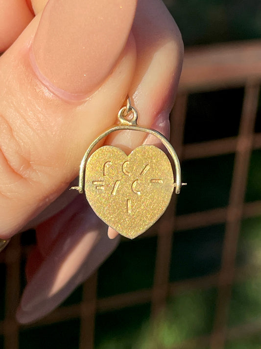 Antique yellow 9K I Love You spinner charm
