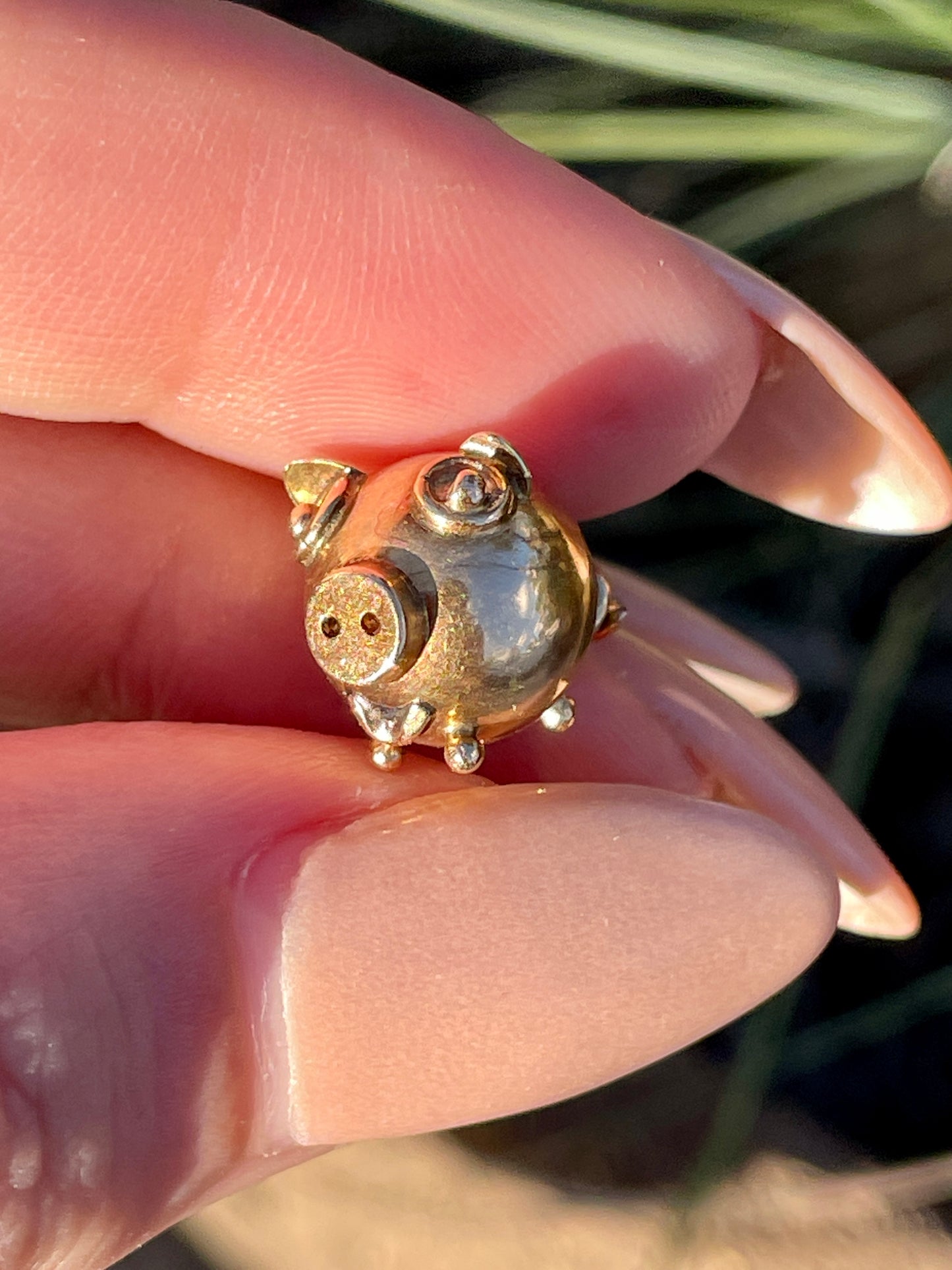 Antique yellow 9K piggy charm