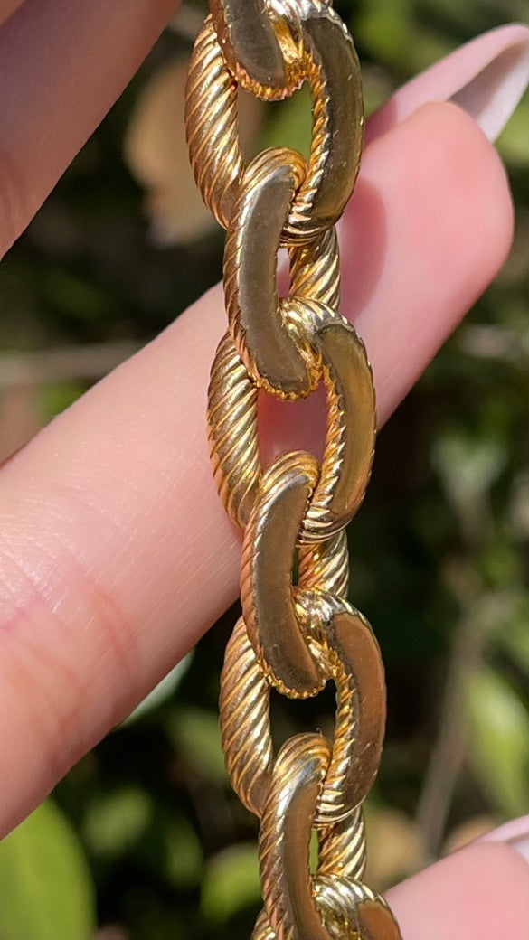 Vintage yellow 18K French Rollang fils et Cie link bracelet, 7.5 inch