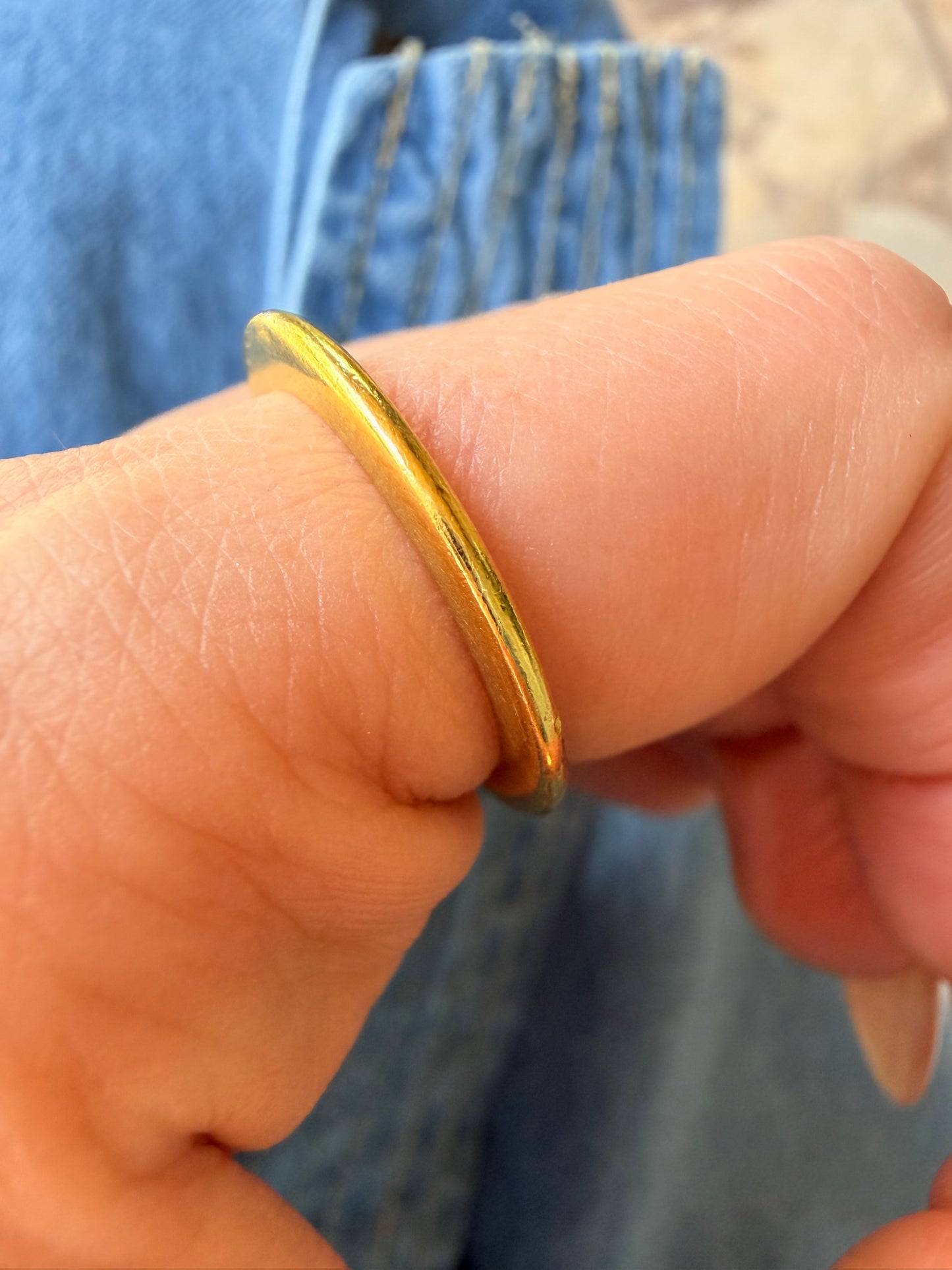 Vintage yellow 18K flat saucer band, size 7.5