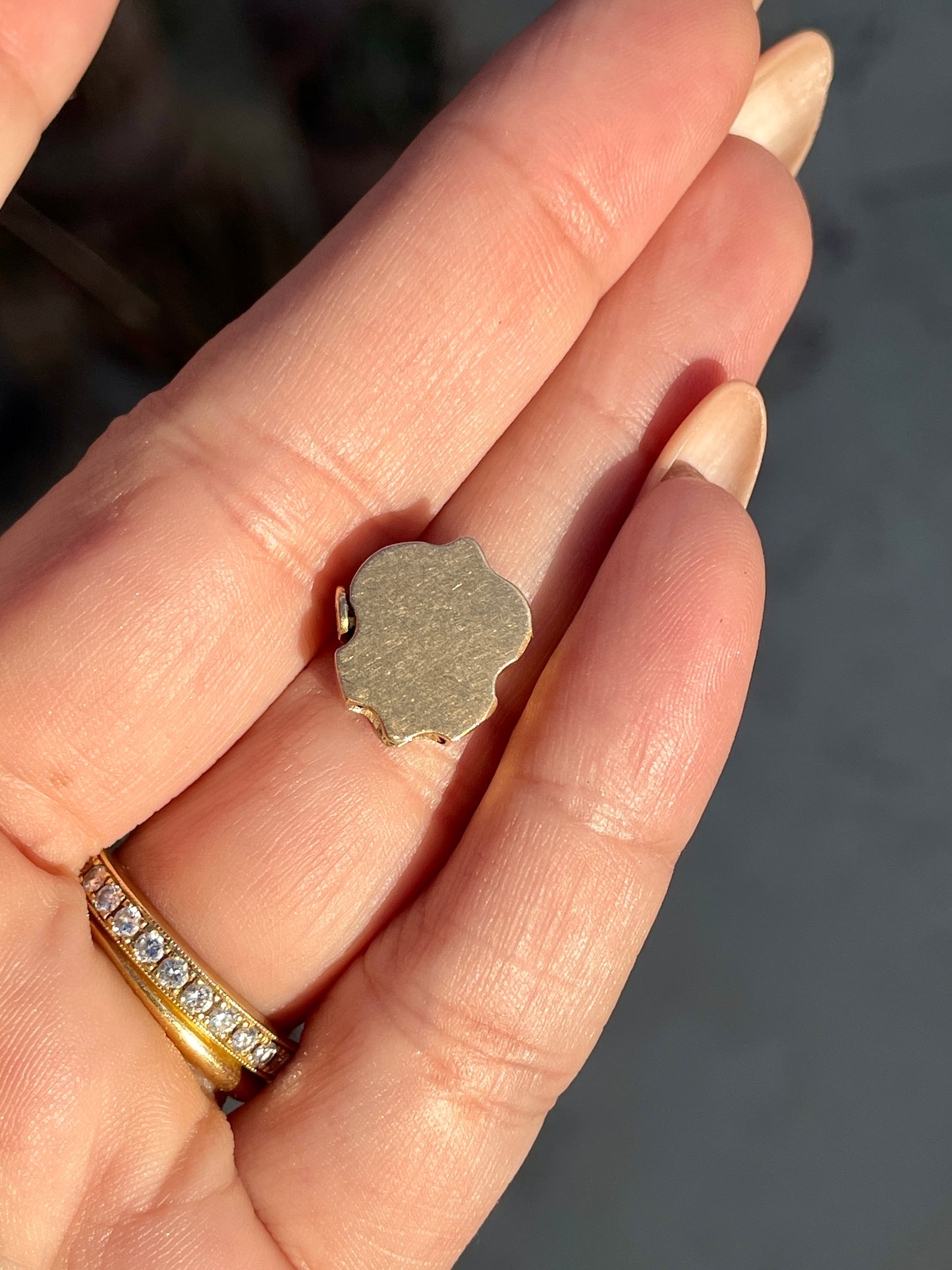 Antique yellow 14K slider charm or charm spacer