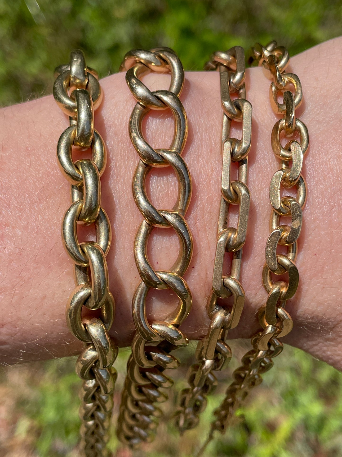 Vintage yellow 14K round cable link bracelet, 8.5 inch and sizable