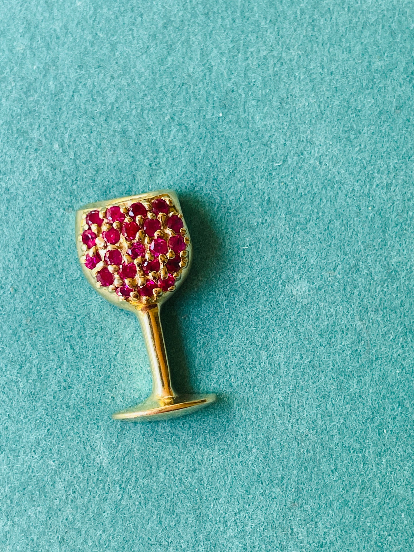Vintage yellow 14K gold and .4 ctw ruby wine glass slider charm