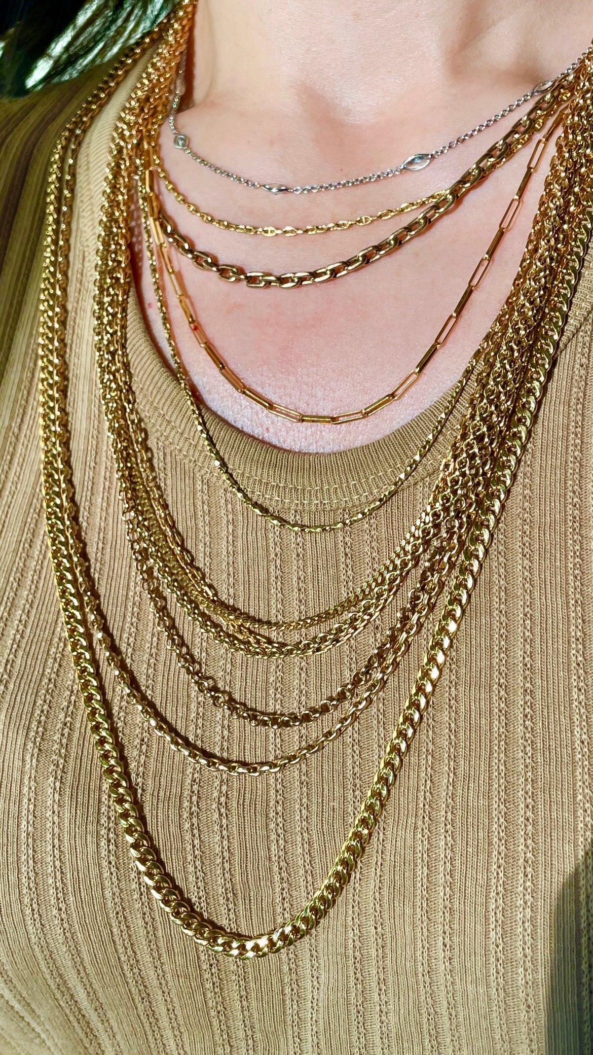 Vintage yellow 14K gold curb link chain, 30 inch