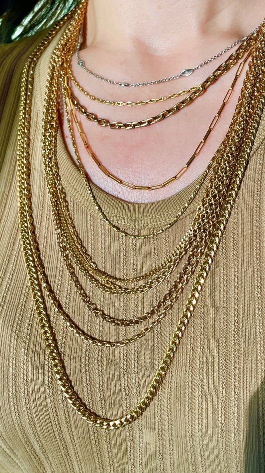 Vintage yellow 14K gold curb link chain, 30 inch