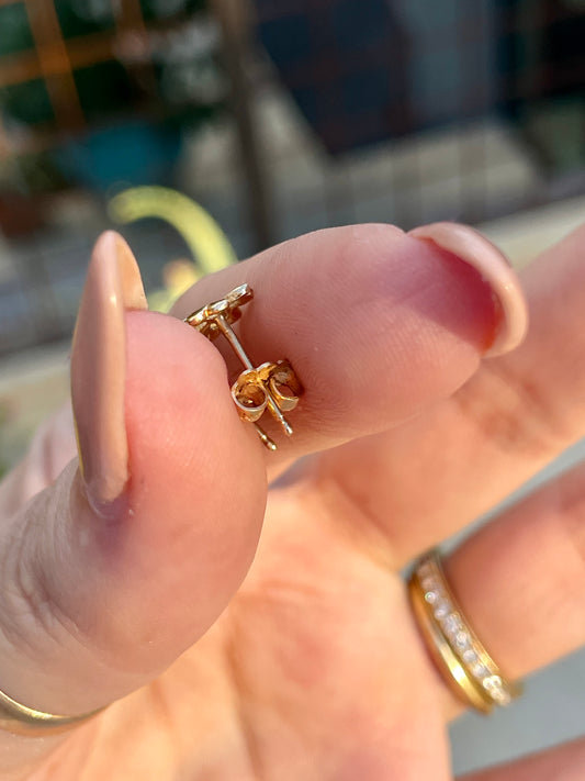 Vintage yellow 14K four leaf clover post earrings