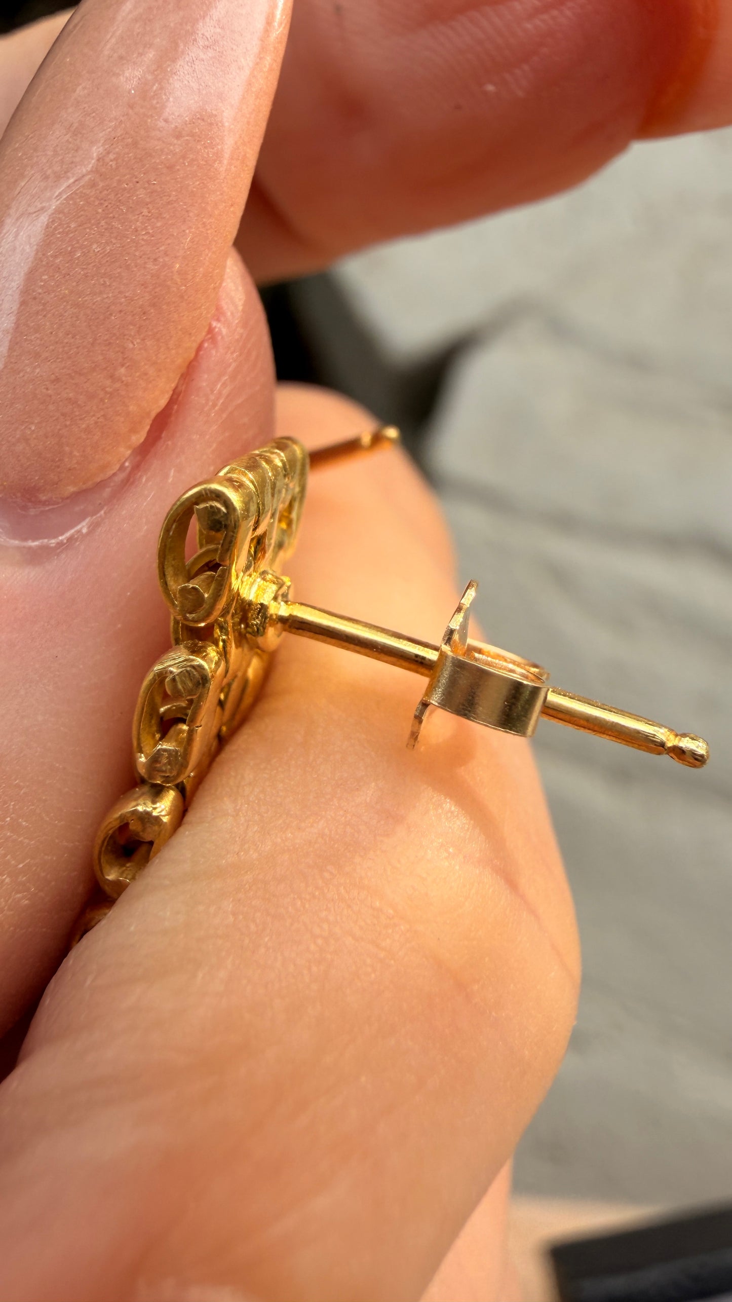 Vintage yellow 18K panther link dangle post earrings