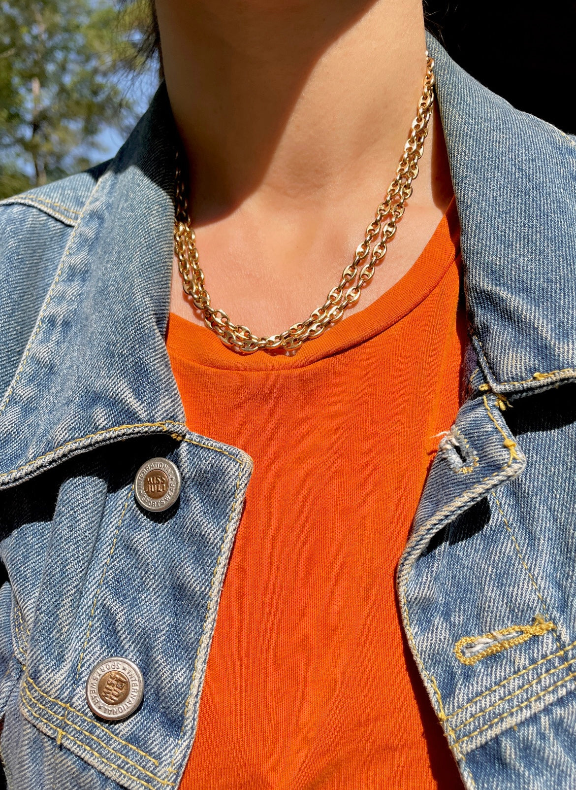 Vintage yellow 14K solid mariner chain, 35.25 inch