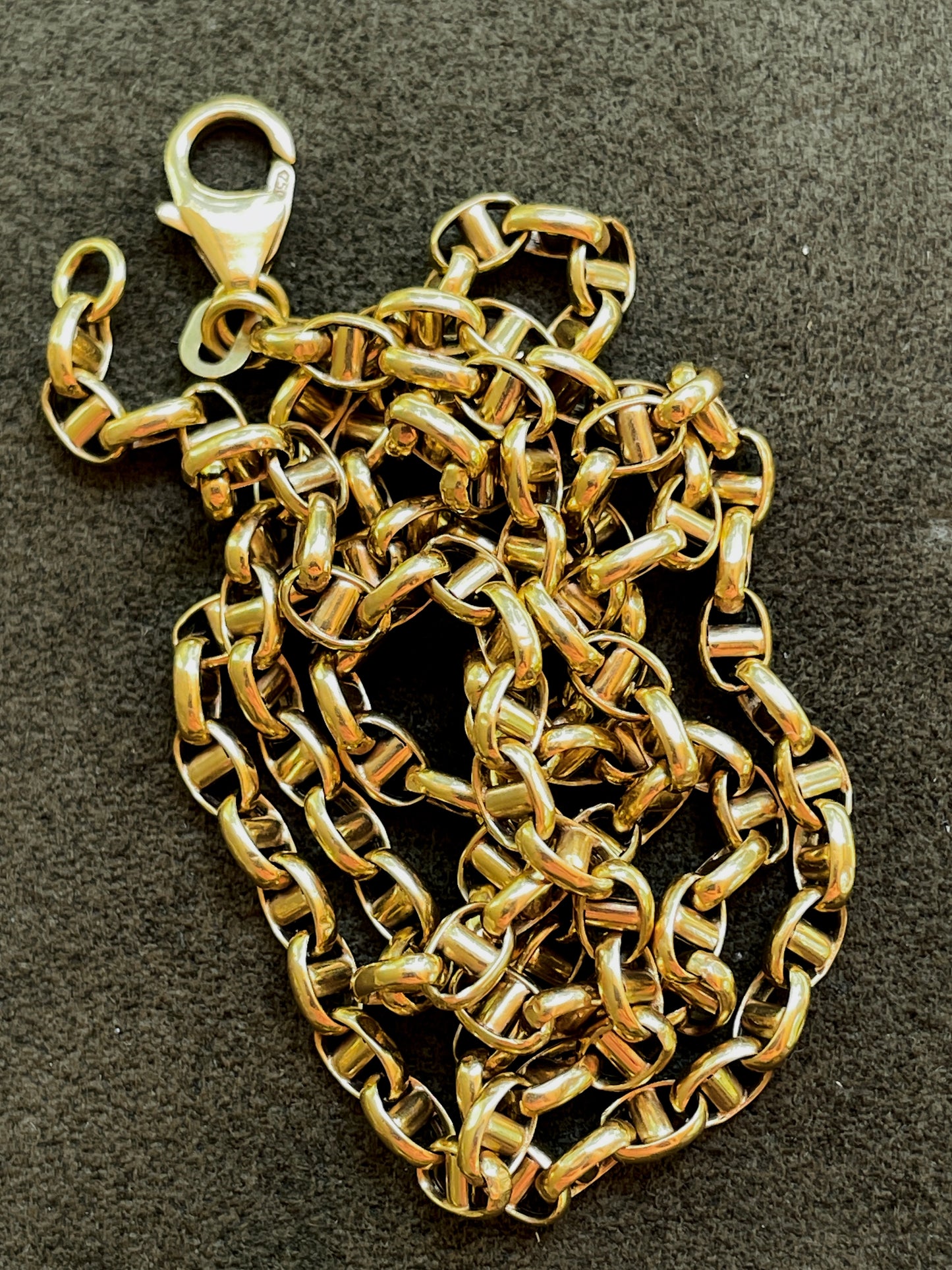 Vintage yellow 18K round mariner chain, 20.5 inch