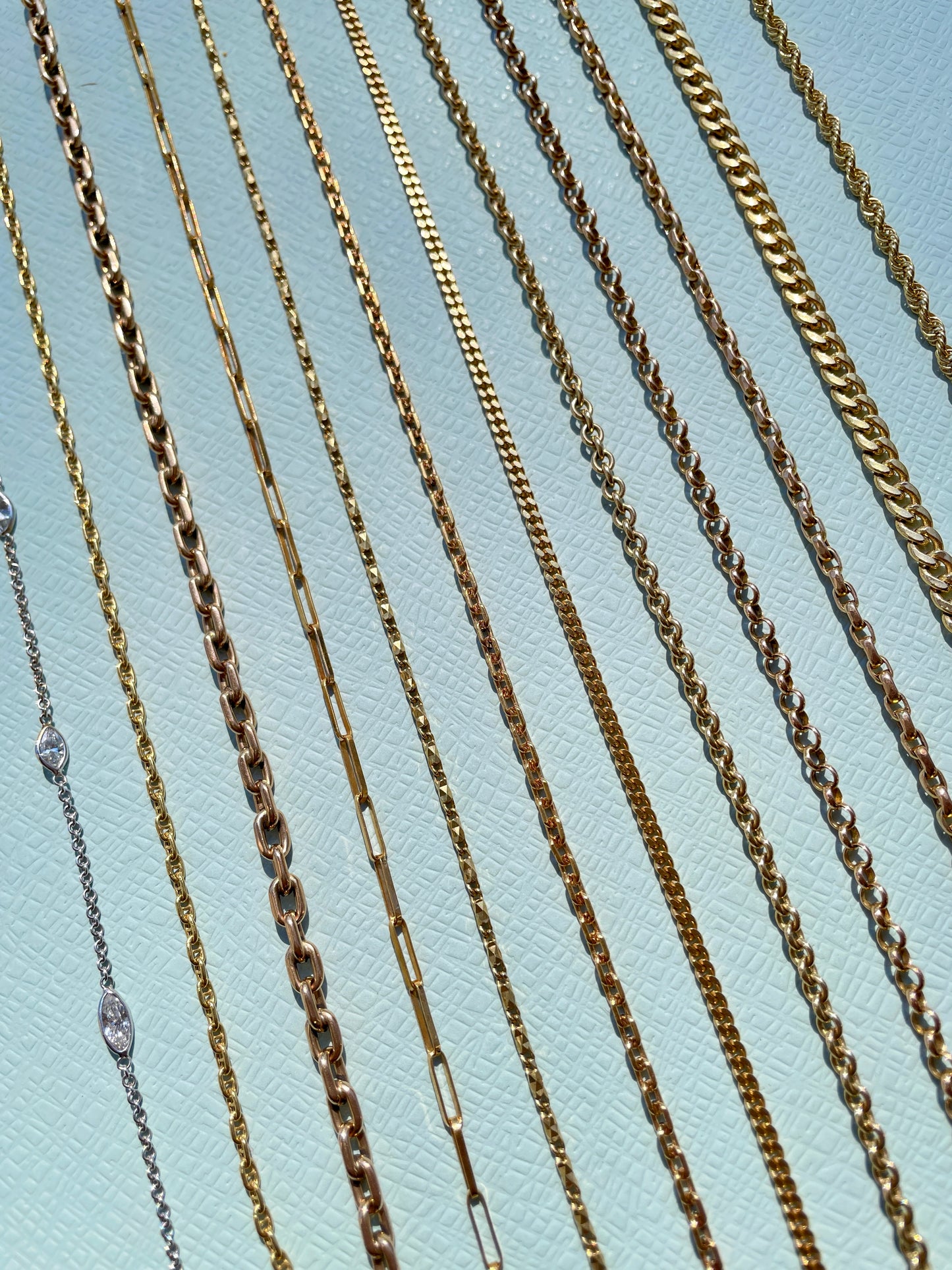 Vintage yellow 19K gold solid paperclip chain, 21.5 inch