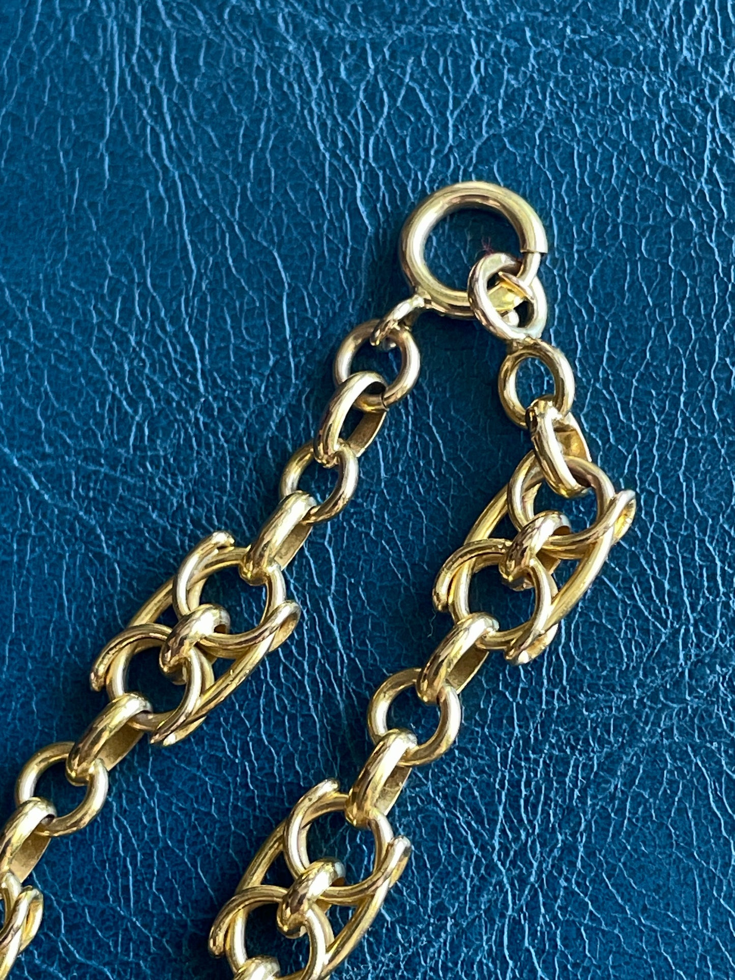 Antique French circa 1800s yellow 18K fancy mariner link chain, 20.5 inch adjustable