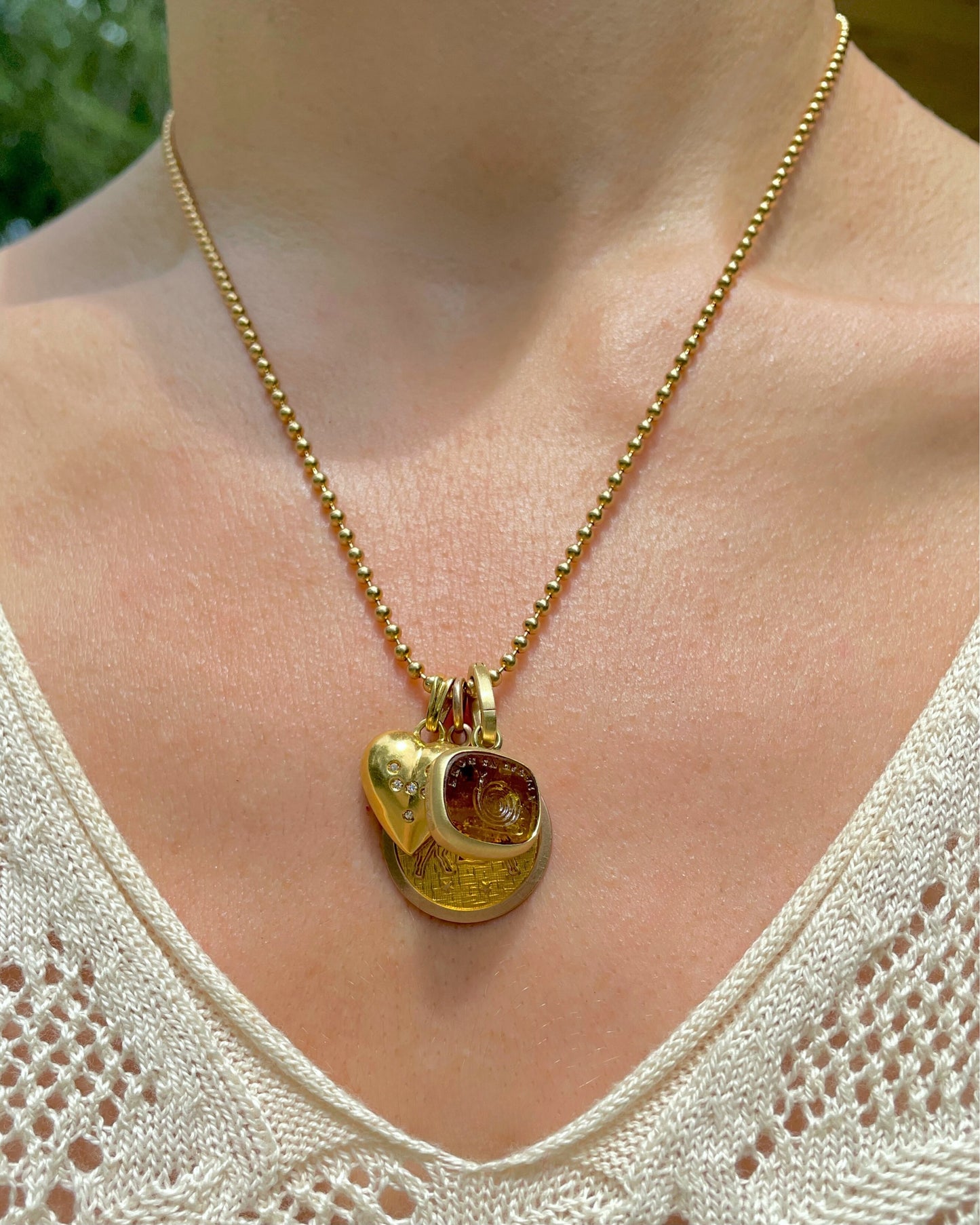 Vintage yellow 14K ball chain, 18 and 1/8 inch