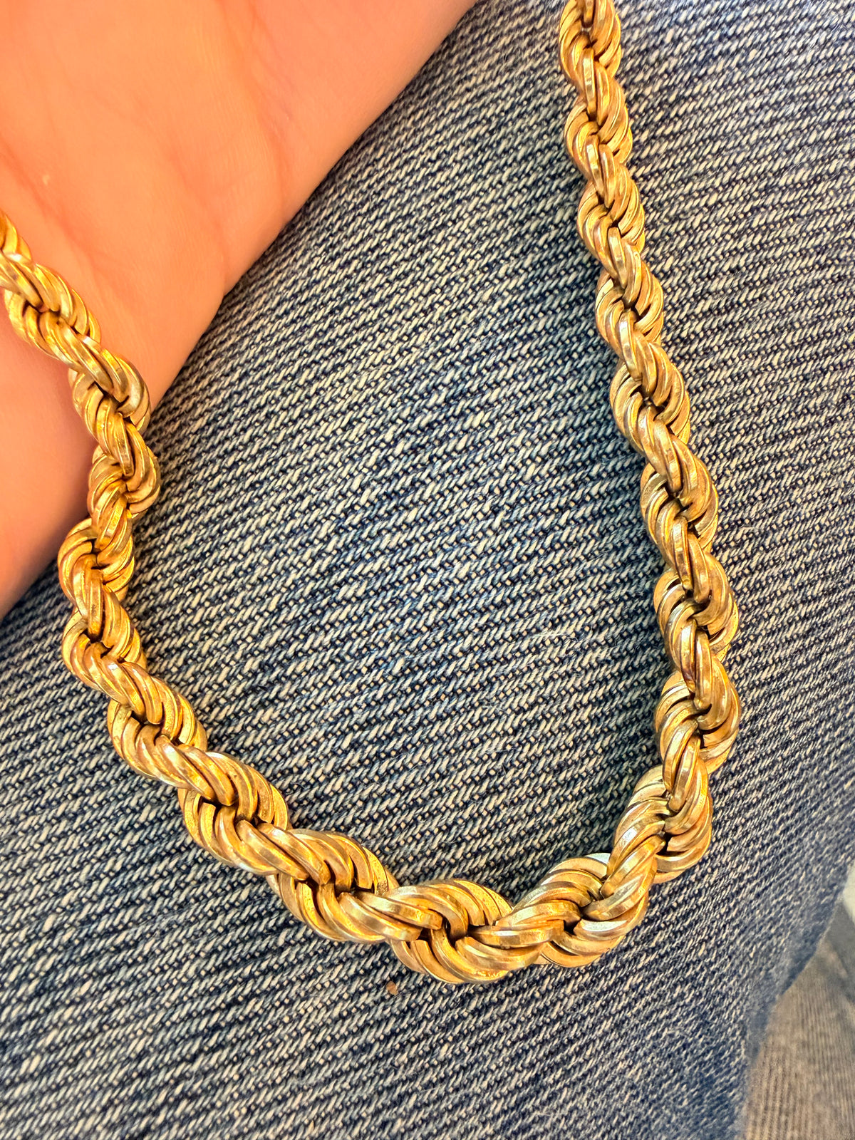 Vintage yellow 14K gold UnoAerre graduated rope chain, 16 inch