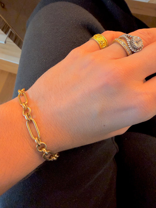 Vintage yellow 14K gold solid mixed link bracelet