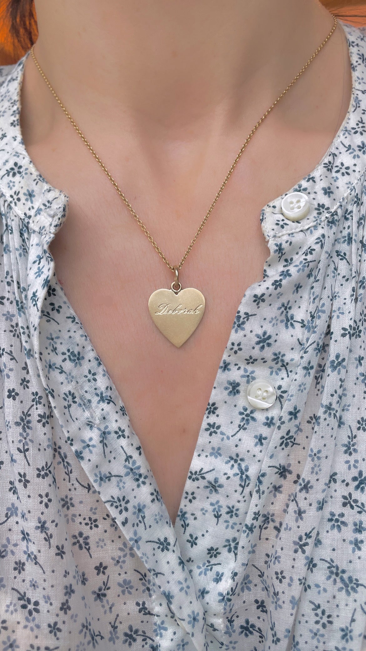 Vintage yellow 14K gold hand engraved name pendants