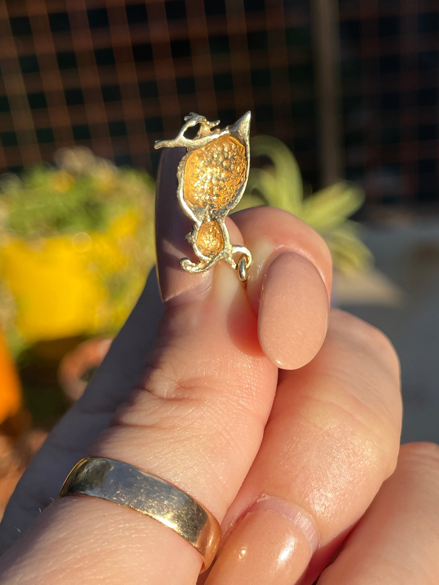 Vintage yellow 14K quail bird charm