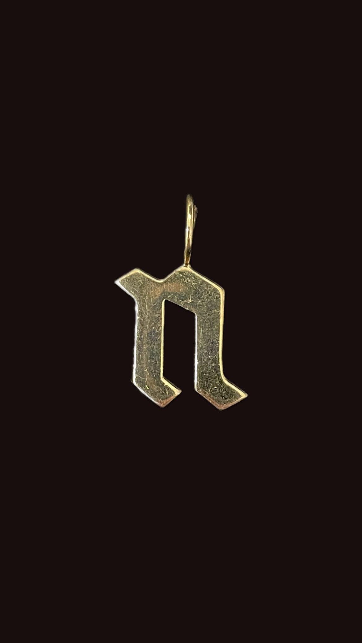 Estate yellow 14K stylized letter N pendant