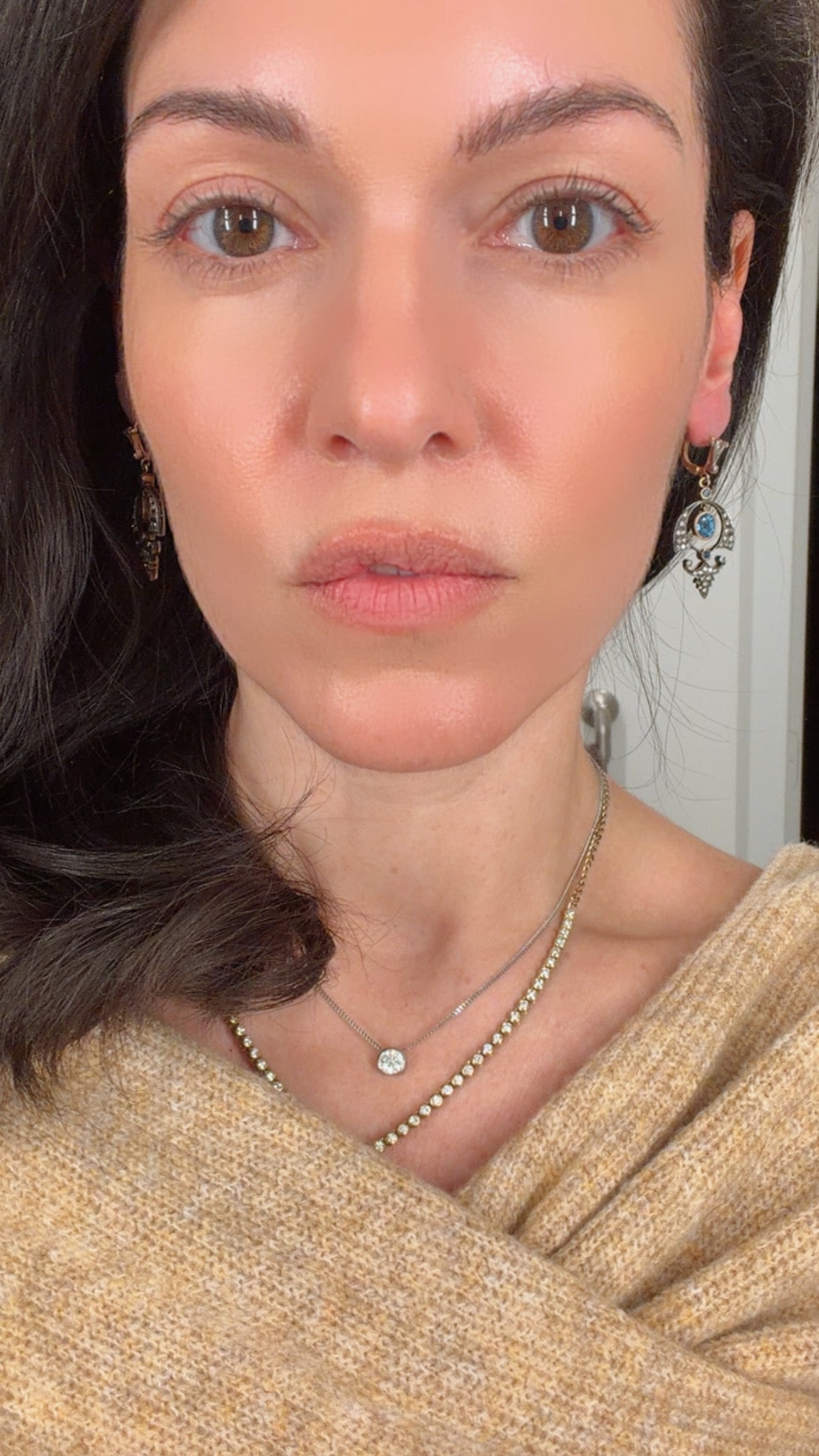 Vintage silver topped yellow 18K approx 2.4ctw natural sapphire and .3ctw diamond drop earrings with 14K leverback closures