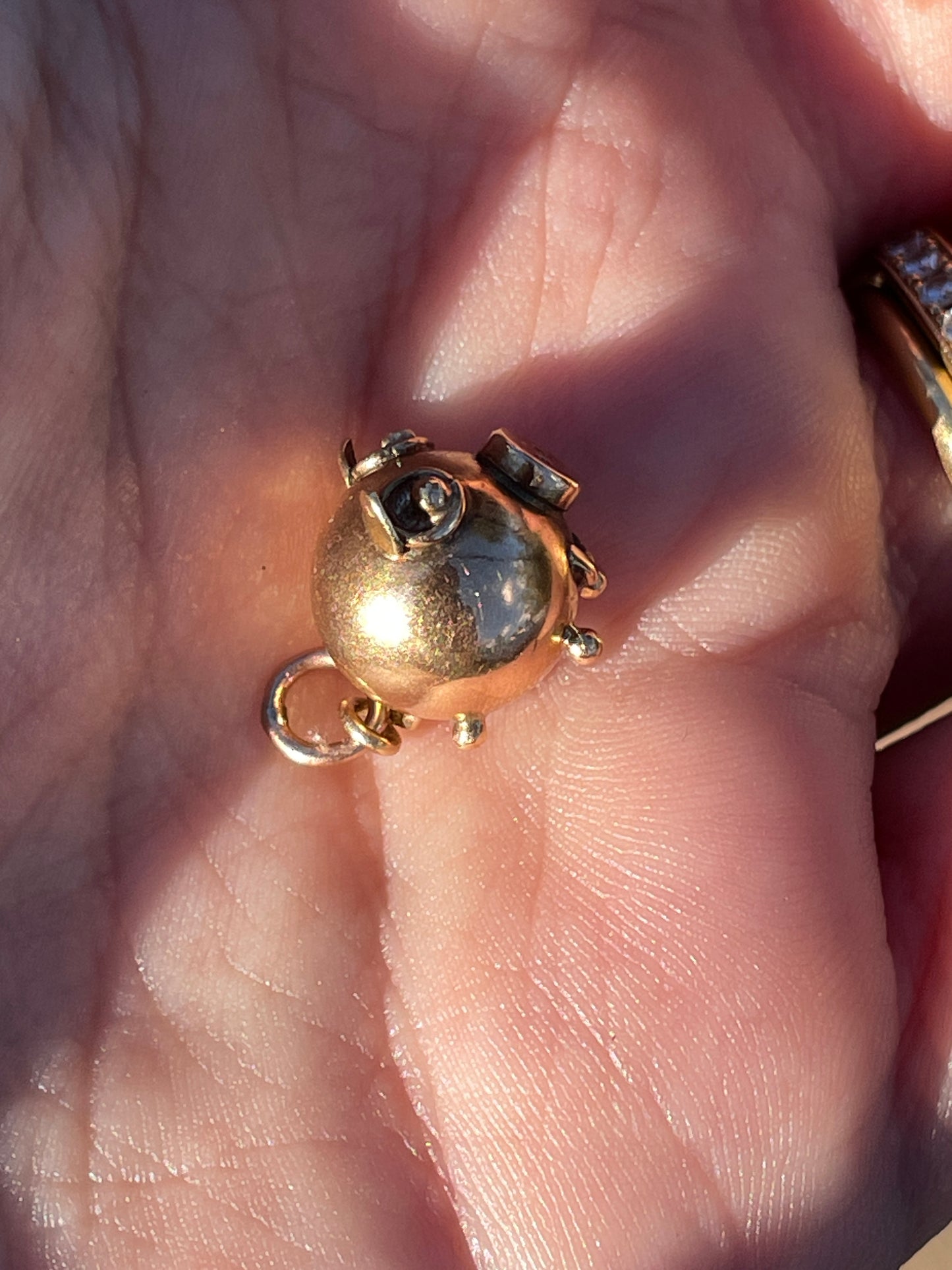 Antique yellow 9K piggy charm
