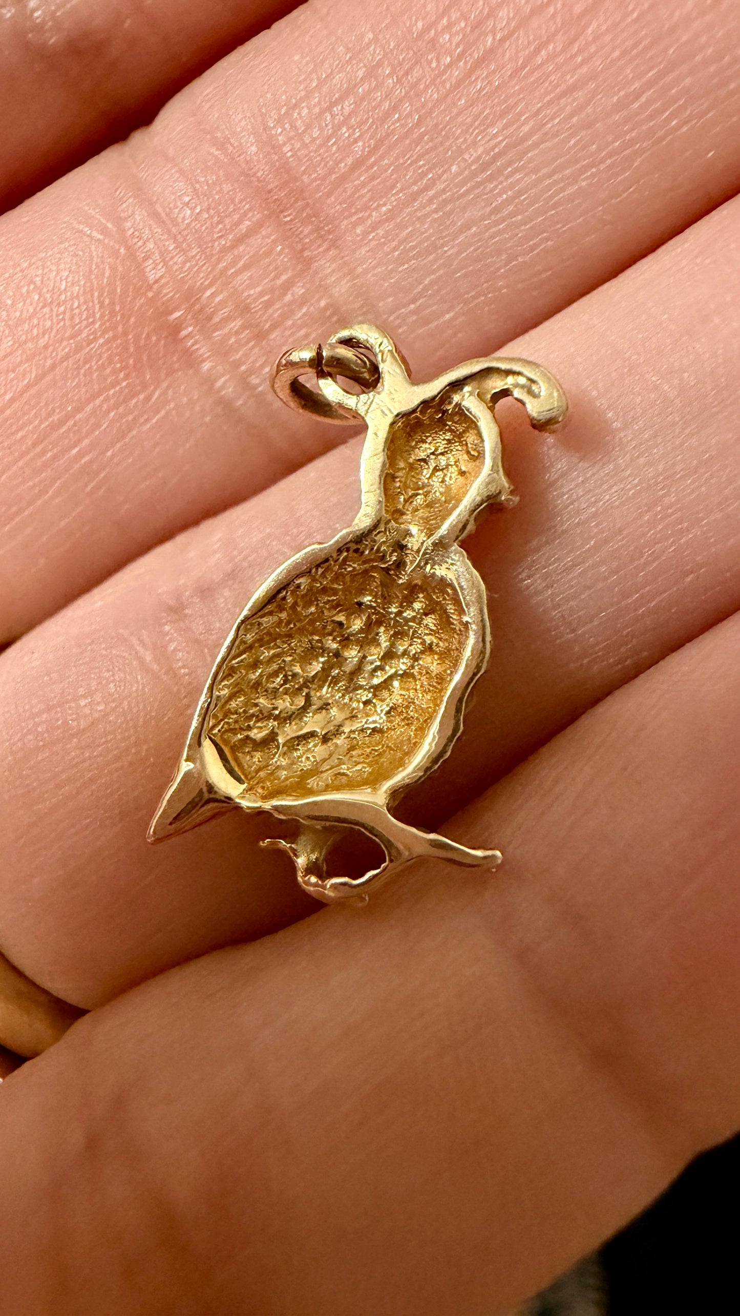 Vintage yellow 14K quail bird charm