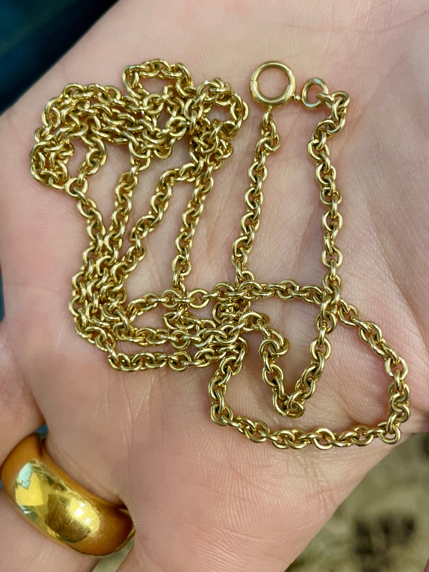 Vintage yellow 14K gold round solid cable link chain, 23.75 inch