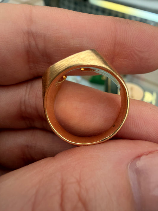 Vintage yellow 14K gold diamond horseshoe ring, size 6.25