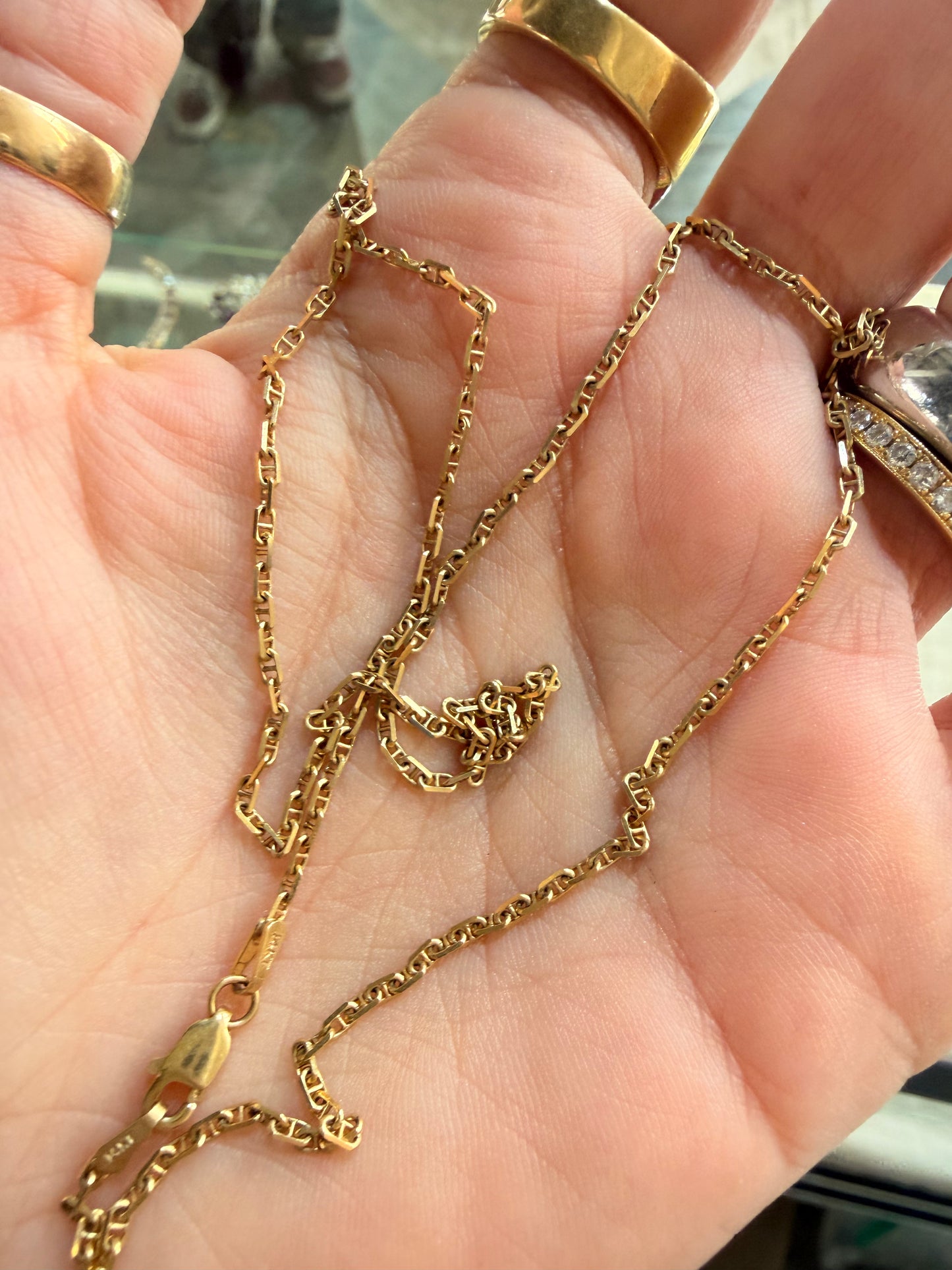 Vintage yellow 14K mariner chain, 18in