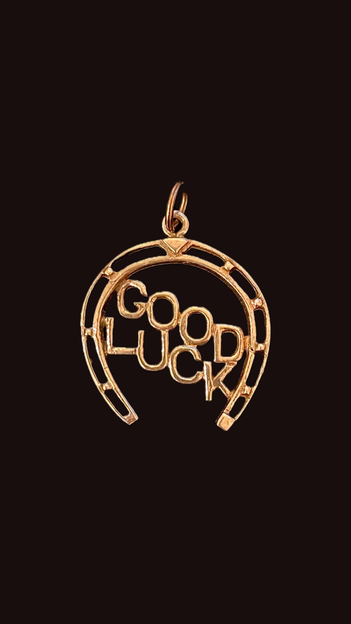 Vintage rosy yellow 9K good luck horseshoe charm
