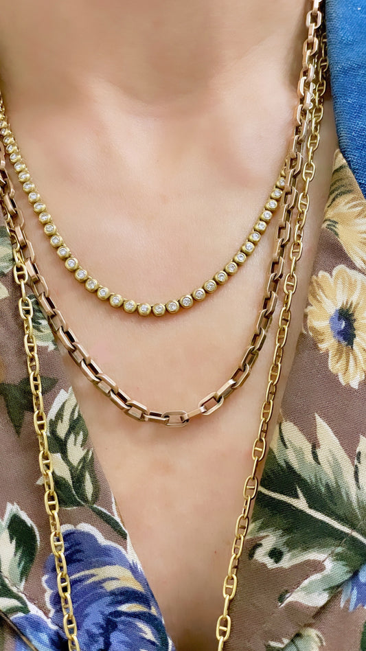 Antique rosy yellow 9K oval link chain
