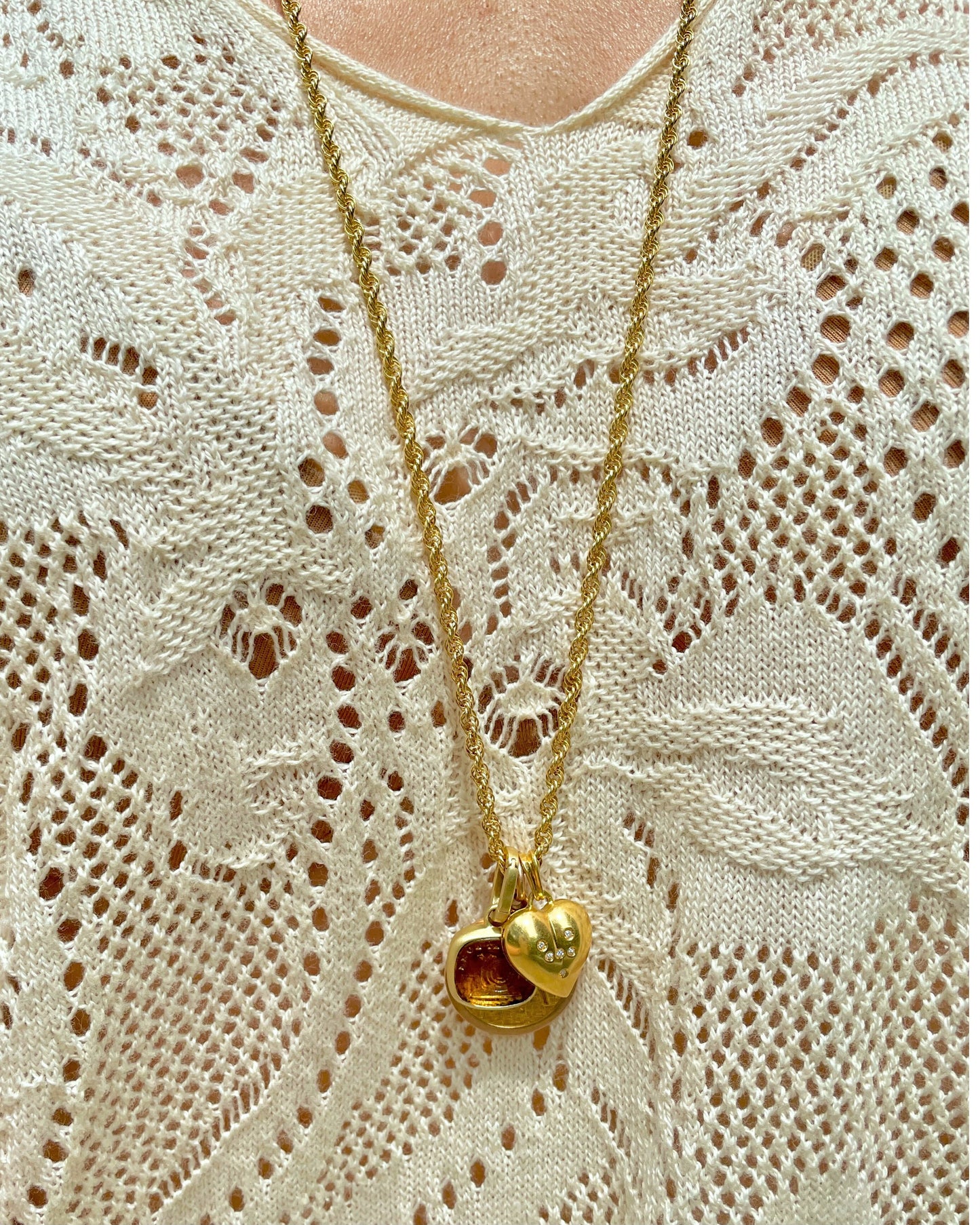 Vintage yellow 14K gold open twist link chain, 31.75 inch