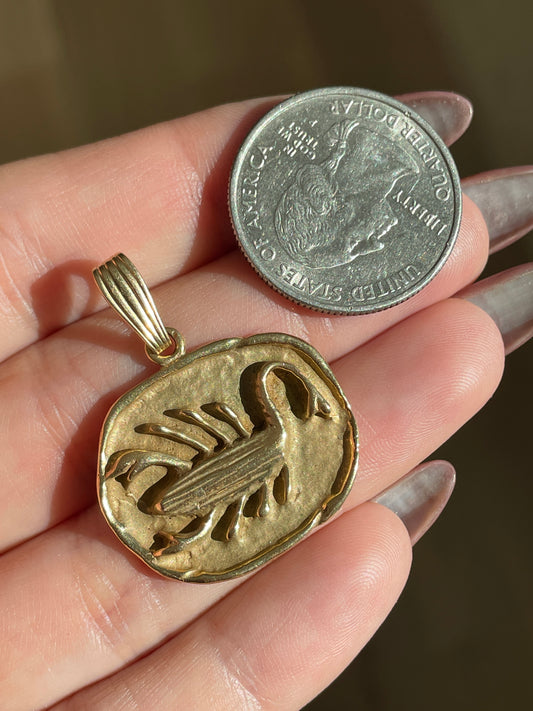 Vintage yellow 14K Scorpio statement pendant