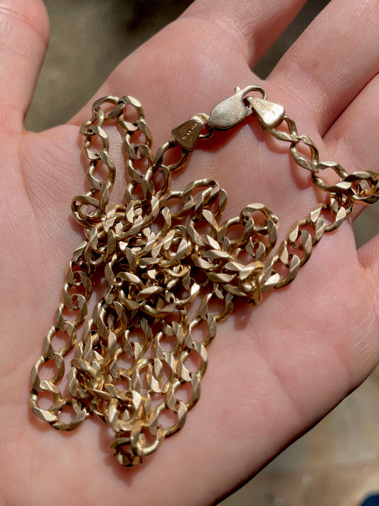 Vintage yellow 14K ribbon-esque curb chain, 26 inch