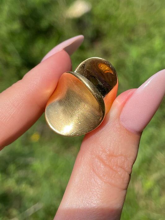 Vintage yellow 18K crossed petals ring, Size 6.25