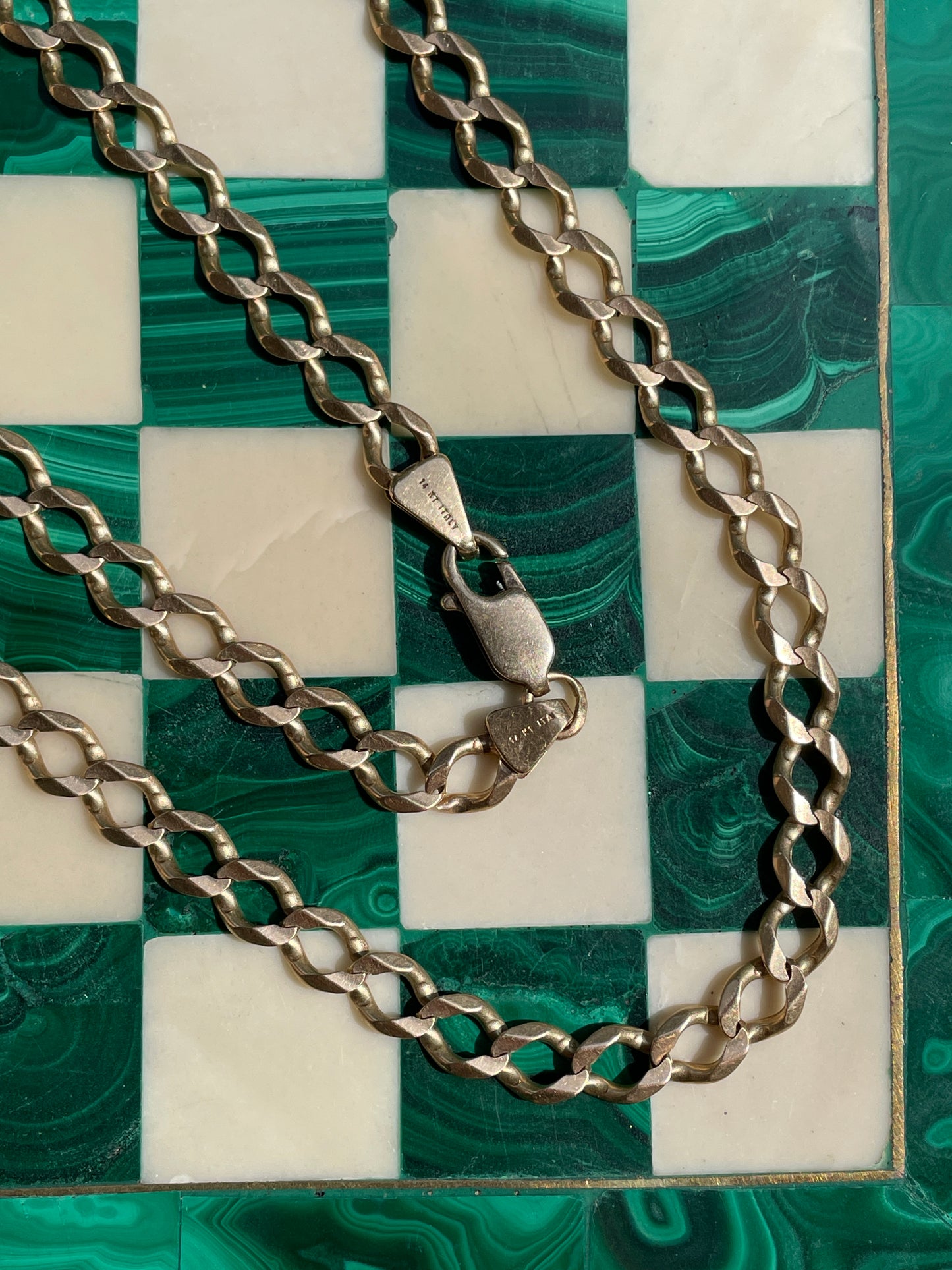 Vintage yellow 14K ribbon-esque curb chain, 26 inch