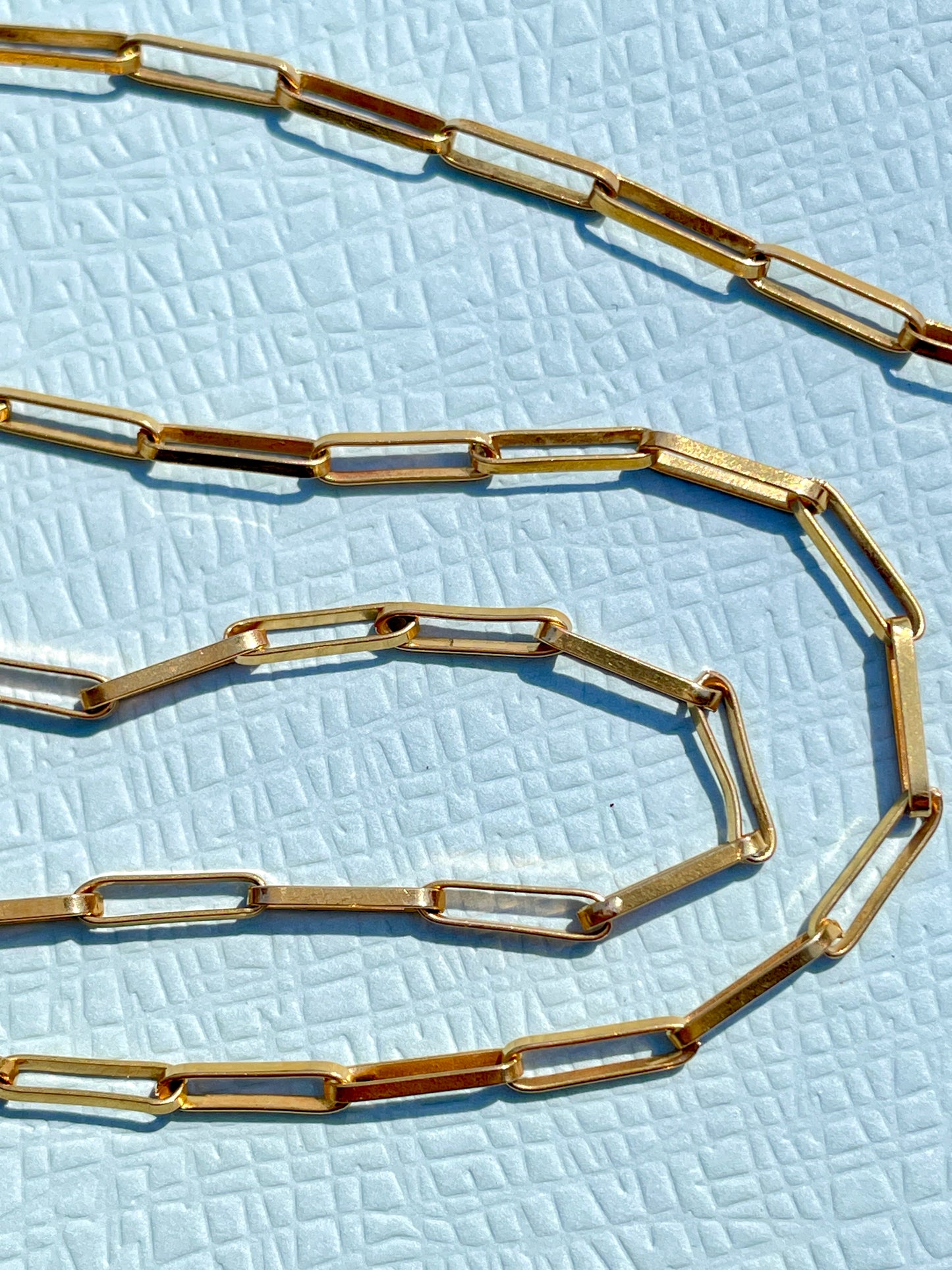 Vintage yellow 19K gold solid paperclip chain, 21.5 inch