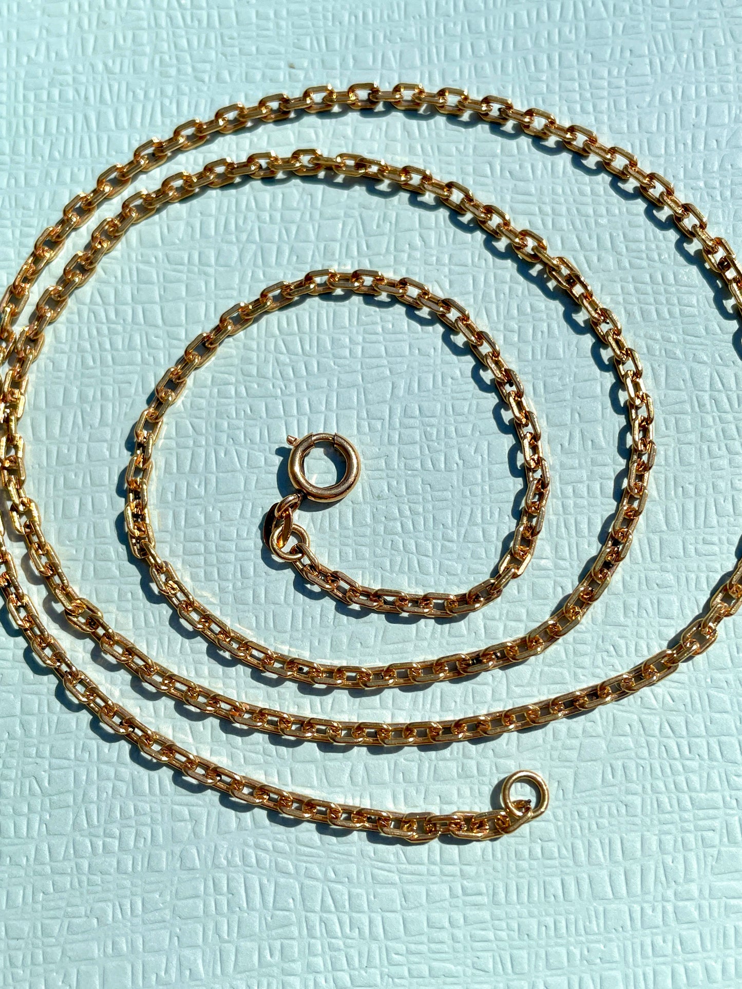 Vintage yellow 18K gold solid biker link chain, 23.5 inch