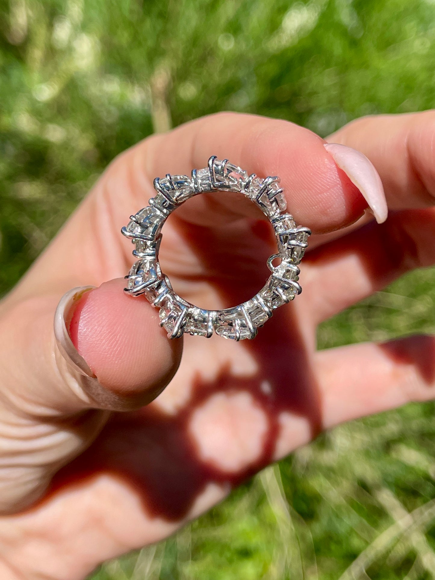 Vintage Platinum 8.1 ctw marquise cut diamond eternity, size 5.75 or 6