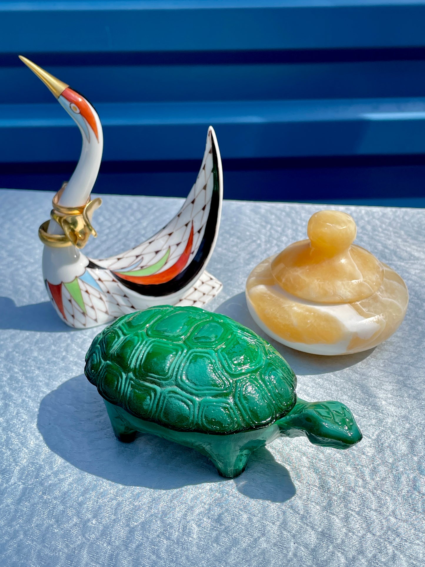 Vintage malachite glass turtle box