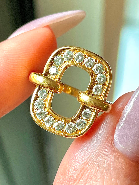 Vintage yellow 18K approx .35 ctw open link ring, size 4.75