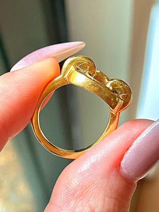 Vintage yellow 18K approx .35 ctw open link ring, size 4.75