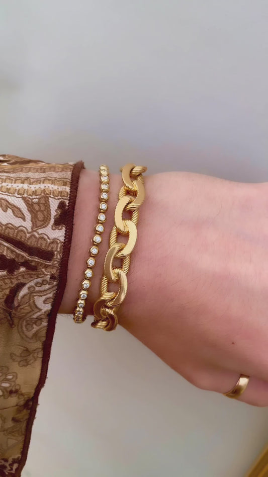 Vintage yellow 18K French Rollang fils et Cie link bracelet, 7.5 inch