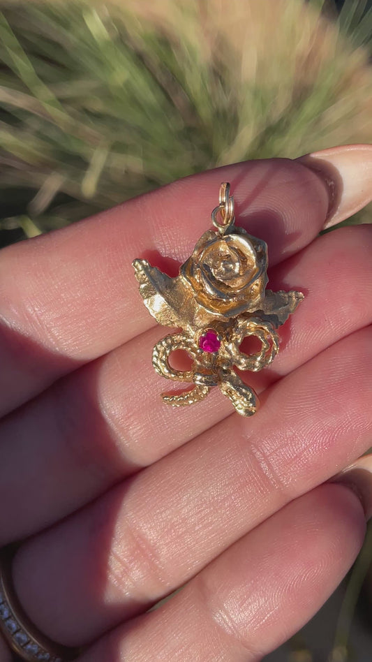 Vintage yellow 14K gold Rose charm