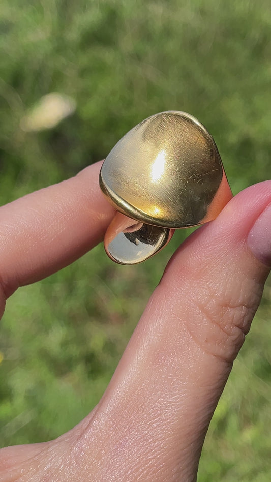 Vintage yellow 18K crossed petals ring, Size 6.25