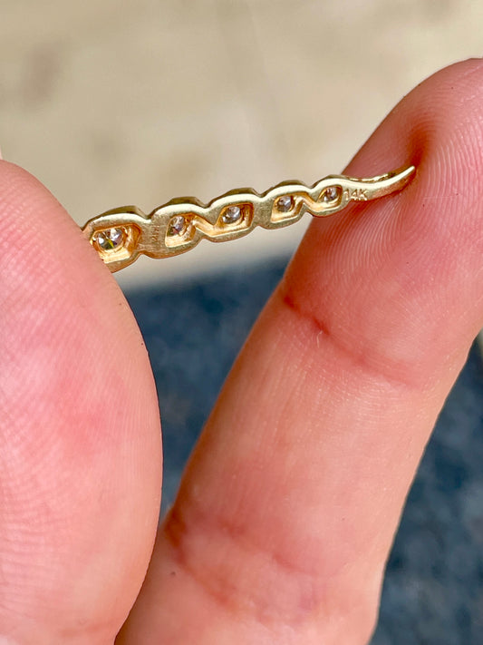 [PRIVATE] Estate yellow 14K approx .22ctw diamond horn slider with addition of large bale